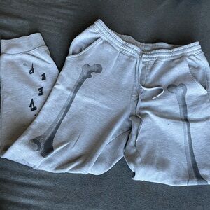 10.Deep Size M Gray Bone Graphic Joggers 🖤 Streetwear Sweatpants